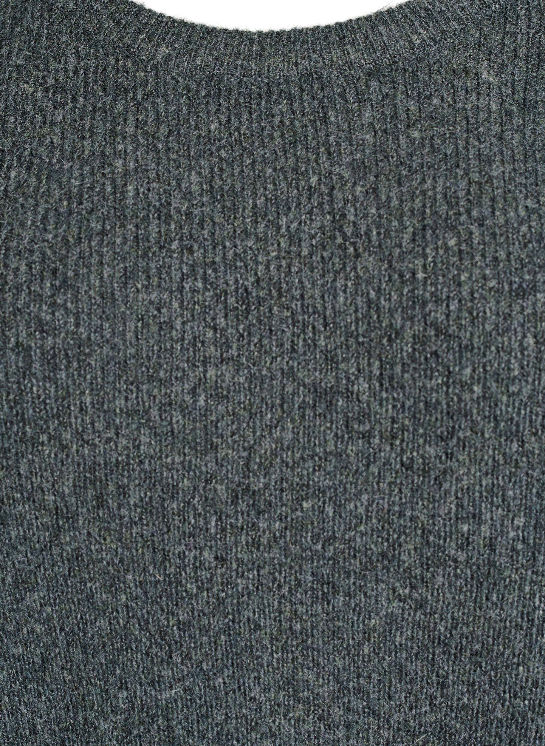 Zizzi Melange breisel blouse met ronde hals, Groen, Packshot image number 2