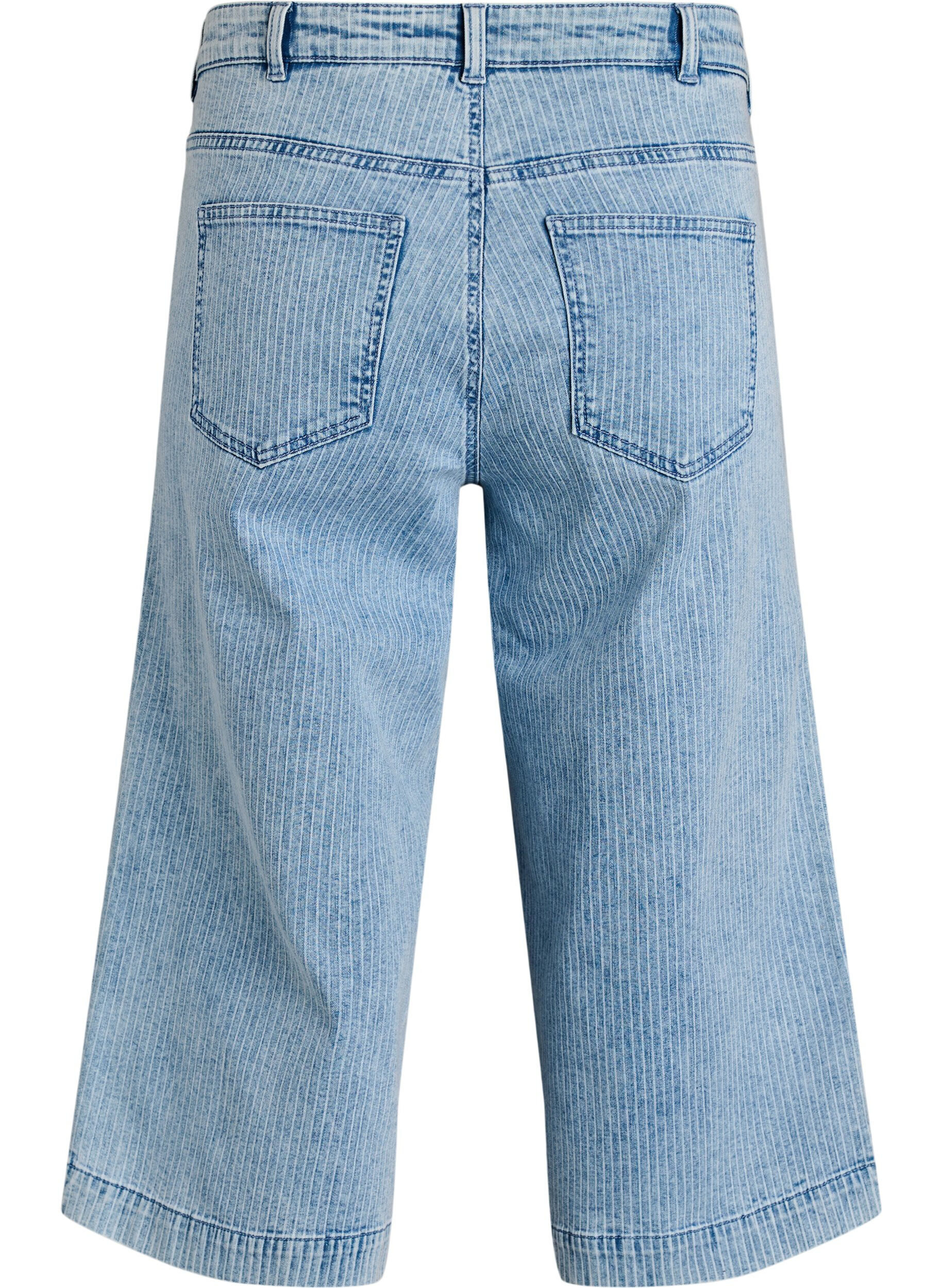 Zizzi Pinstripe wijde-pijp culotte-jeans, Blauw, Packshot image number 1