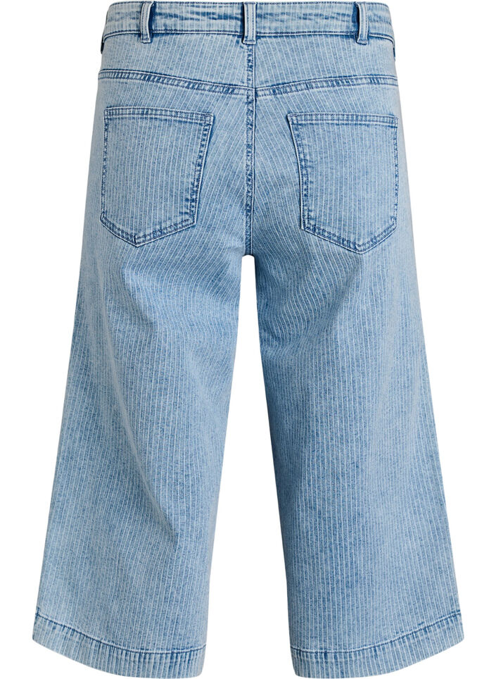 Pinstripe wijde-pijp culotte-jeans, Blauw, Packshot image number 1