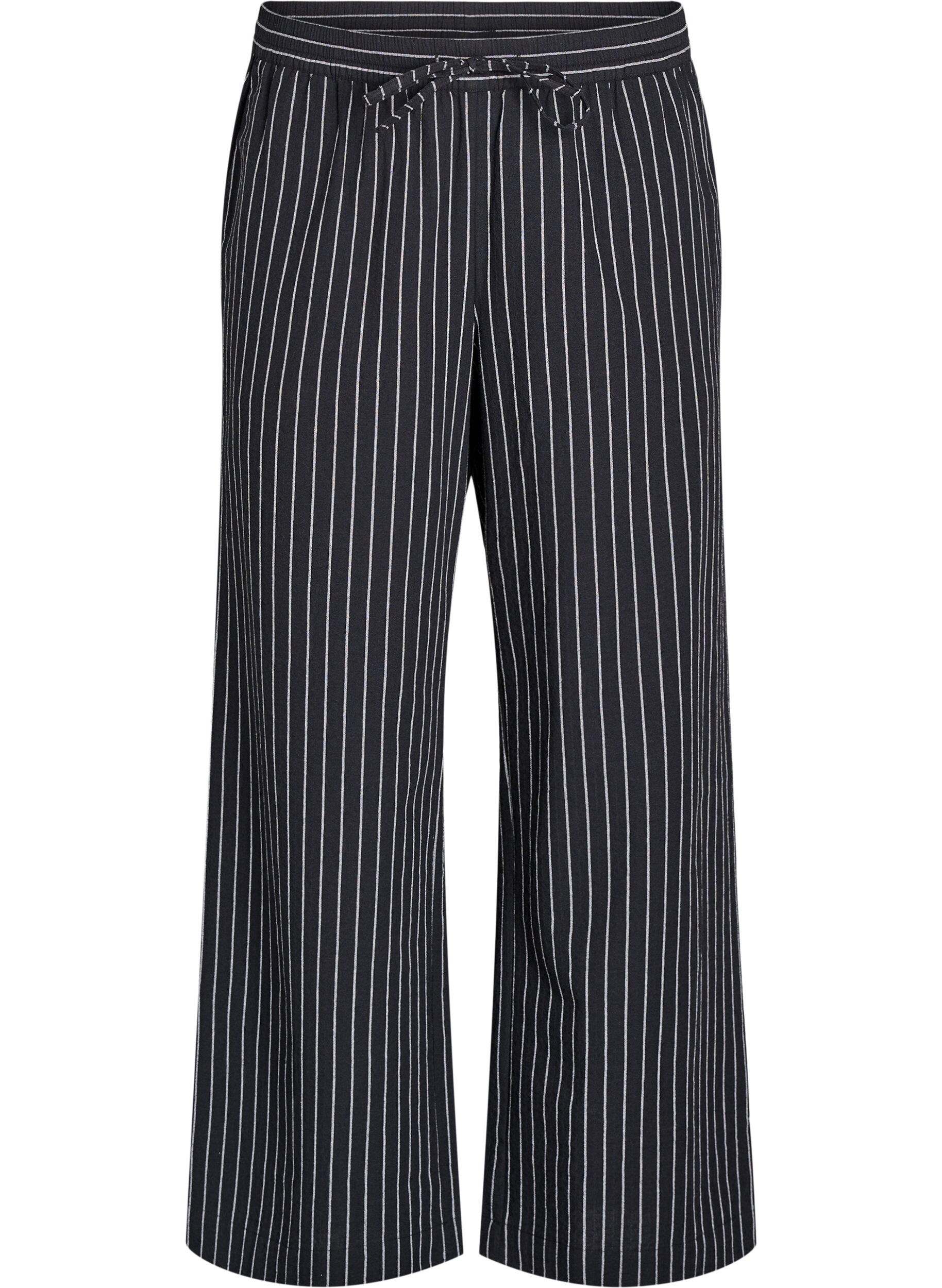 Zizzi Losse broek met hoge taille en zakken, Zwart, Packshot image number 0