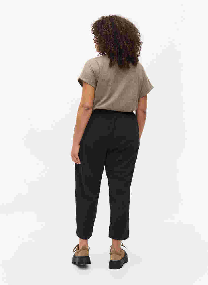Cropped broek in katoen, Black, Model image number 1