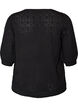 Gebreide blouse met korte mouwen en pointellepatroon, Zwart, Packshot image number 1