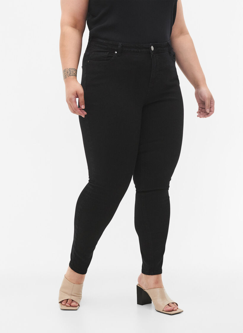 Hoge taille Amy jeans met super slanke pasvorm, Black, Model image number 2