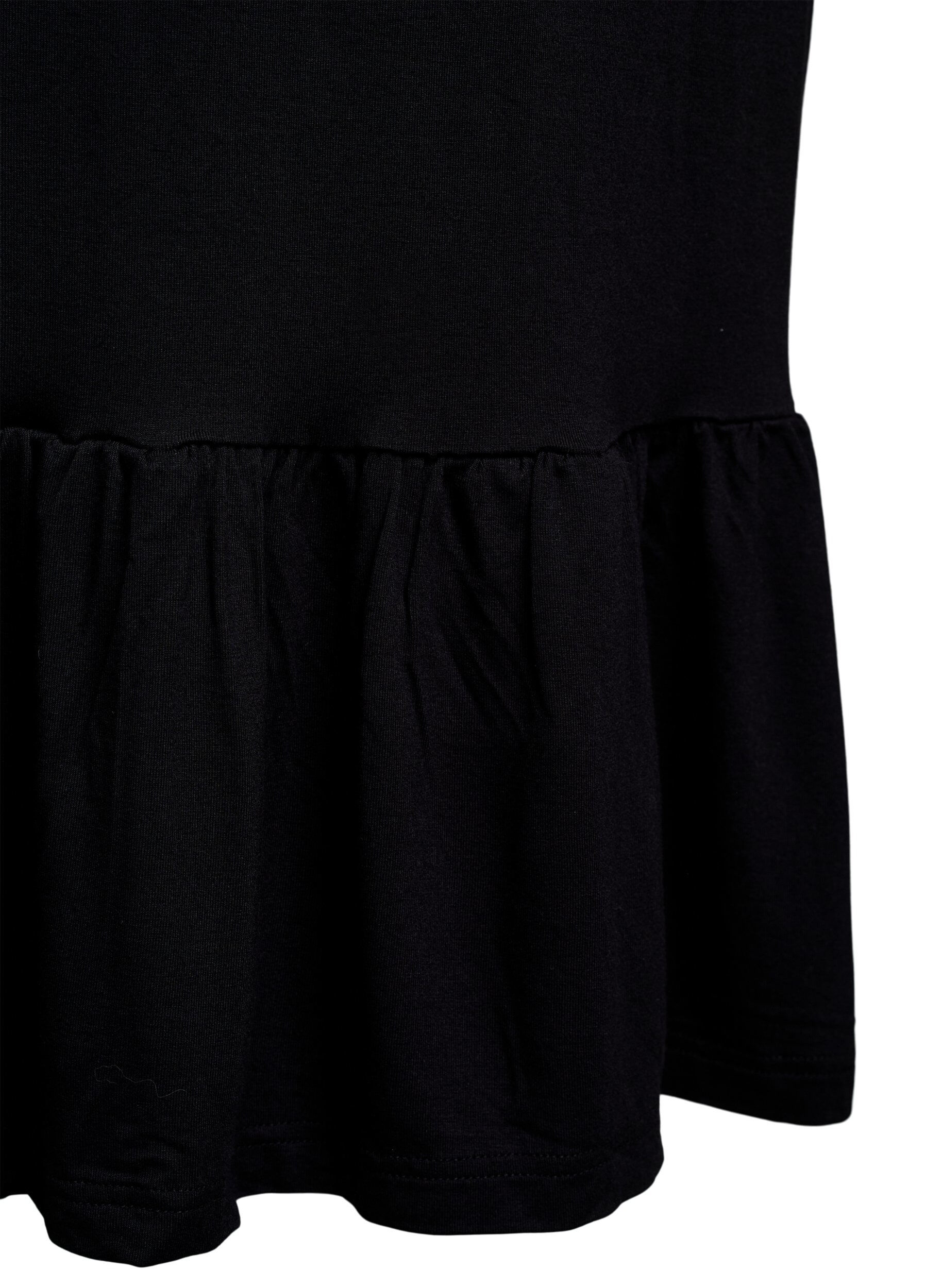 Zizzi Strandjurk van viscose met gevlochten bandjes, Zwart, Packshot image number 3