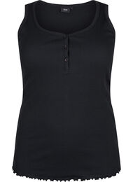 Ribtanktop met knopen, Black