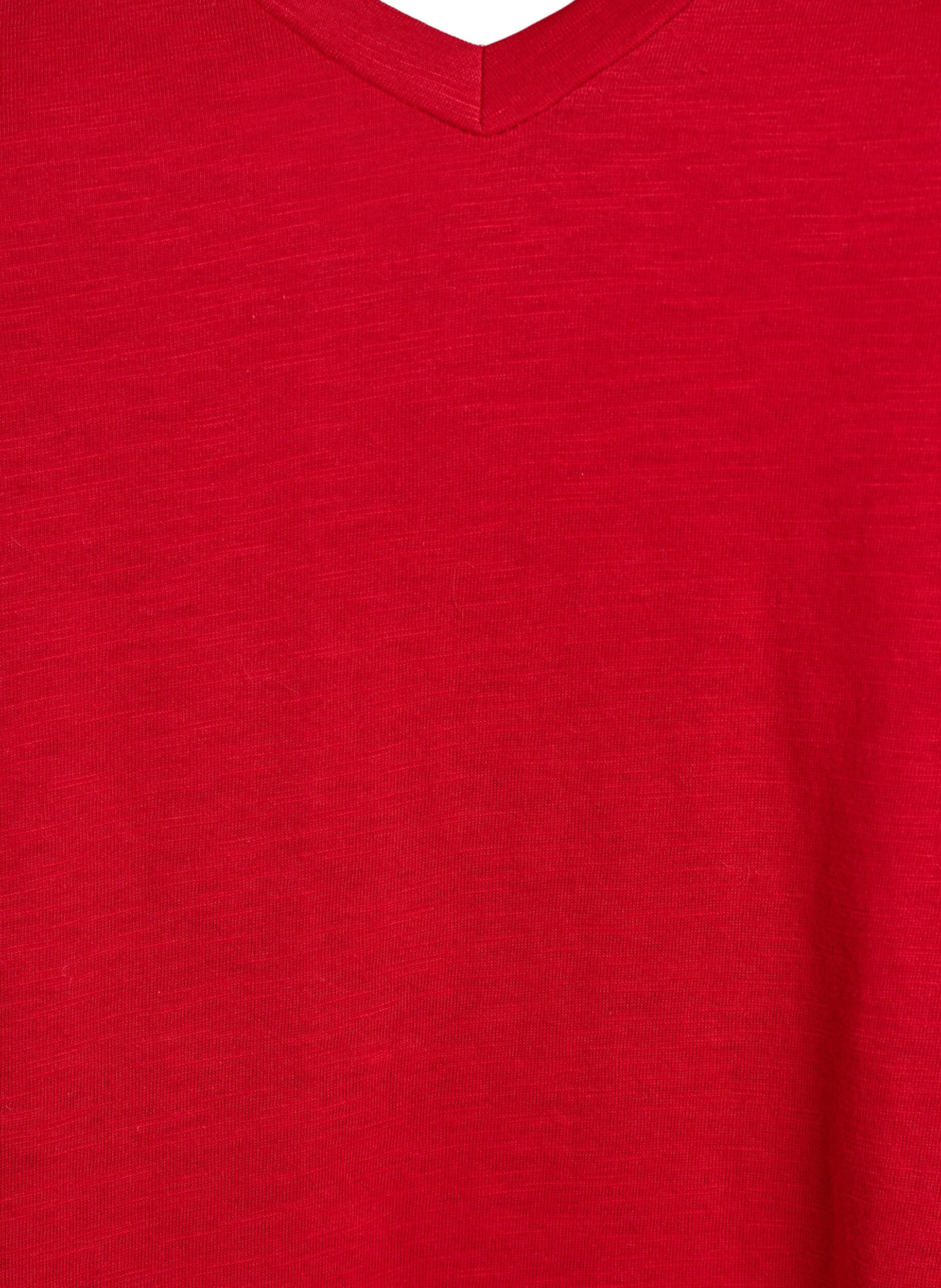 Zizzi Basic t-shirt met korte mouwen en V-hals, Rood, Packshot image number 2