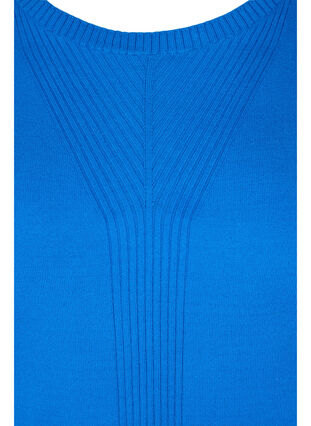 Effen gekleurde gebreide trui met ribdetails, Skydiver Mel., Packshot image number 2