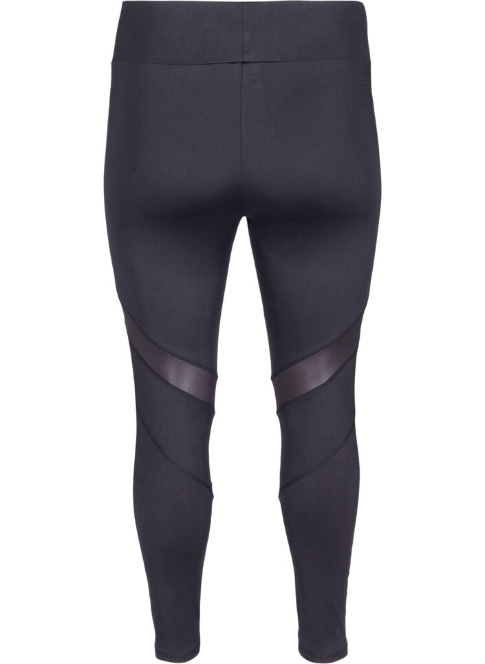 Cropped sportlegging met mesh, Black, Packshot image number 1