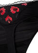 Microvezel string met geborduurde bloemen, Zwart, Packshot image number 2