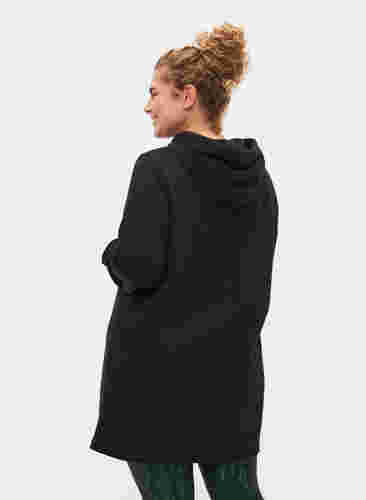 Lang sweatshirt met capuchon en zakken, Black, Model image number 1