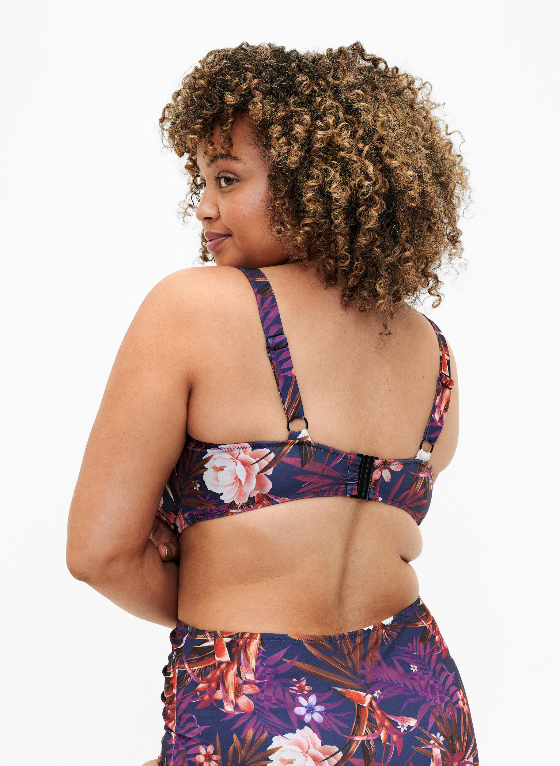 Zizzi Bikini beha met opdruk en beugel, Purple Flower, Model image number 1