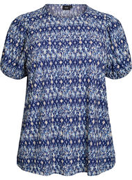 Blouse met korte mouwen, Blauw