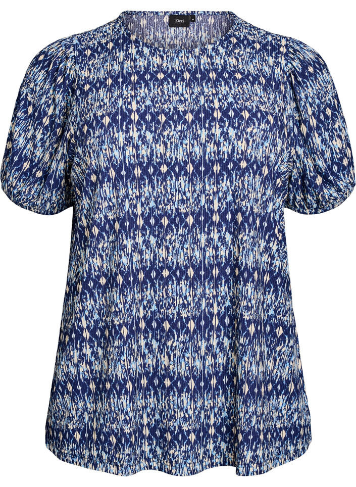 Blouse met korte mouwen, Blauw, Packshot image number 0