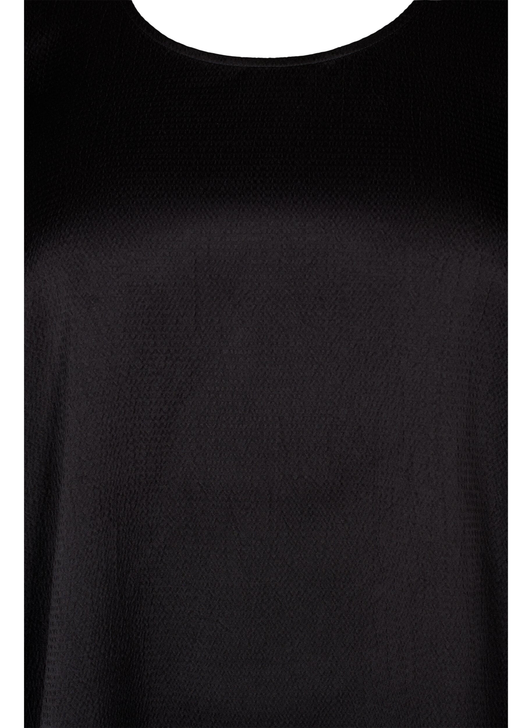 Zizzi Blouse met lange mouwen en ronde hals, Black, Packshot image number 2