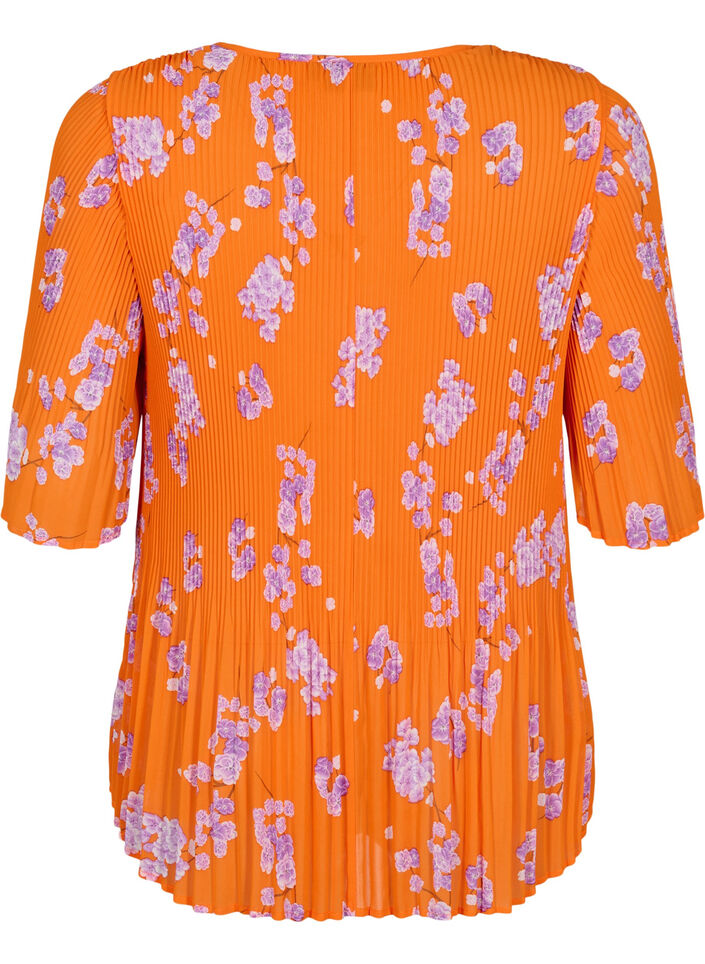 Gebloemde geplooide blouse, Exuberance Flower, Packshot image number 1