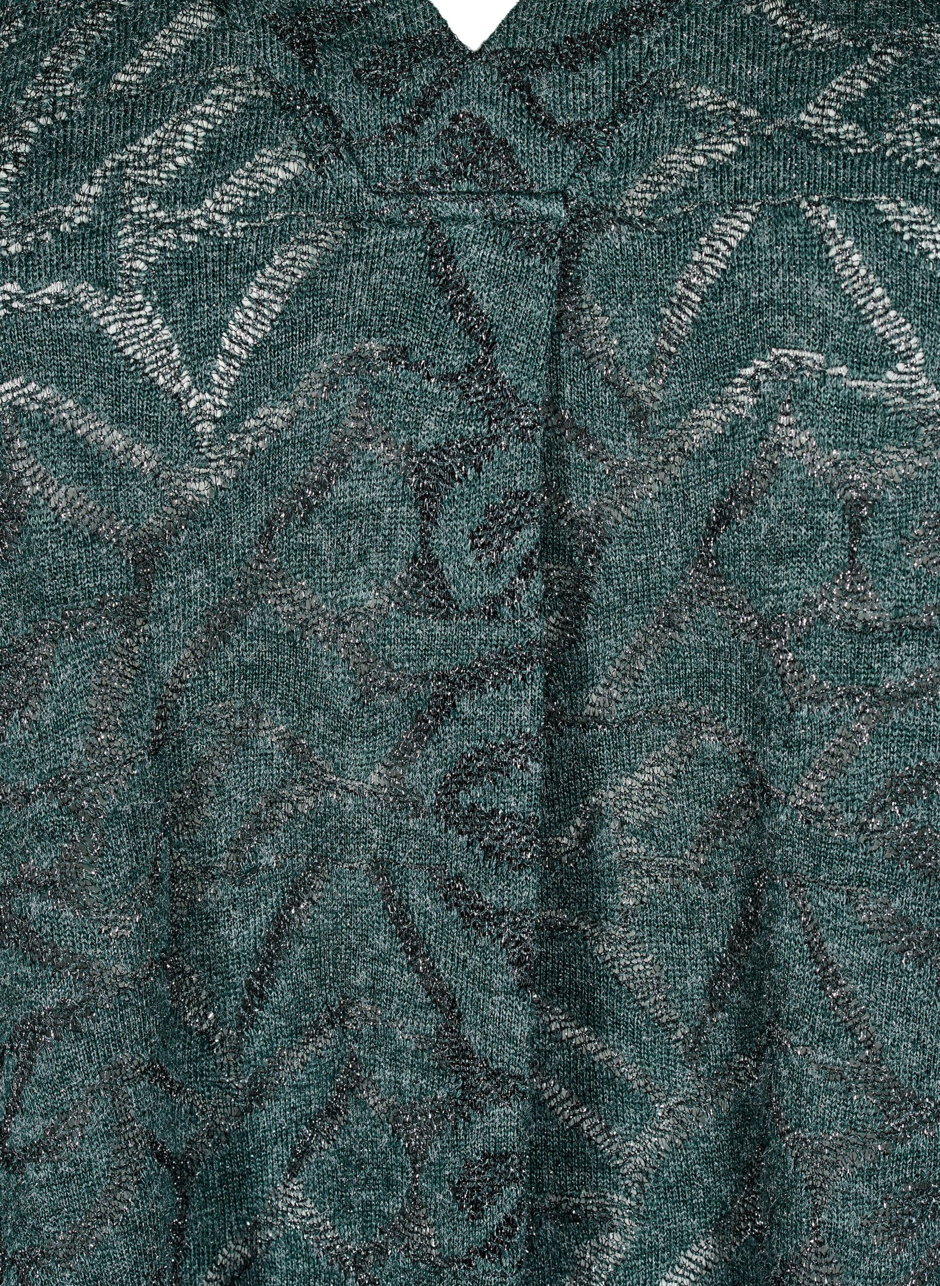 Zizzi Blouse met lange mouwen met glitter en patroon, Groen, Packshot image number 2