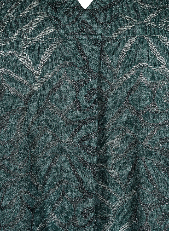 Blouse met lange mouwen met glitter en patroon, Groen, Packshot image number 2