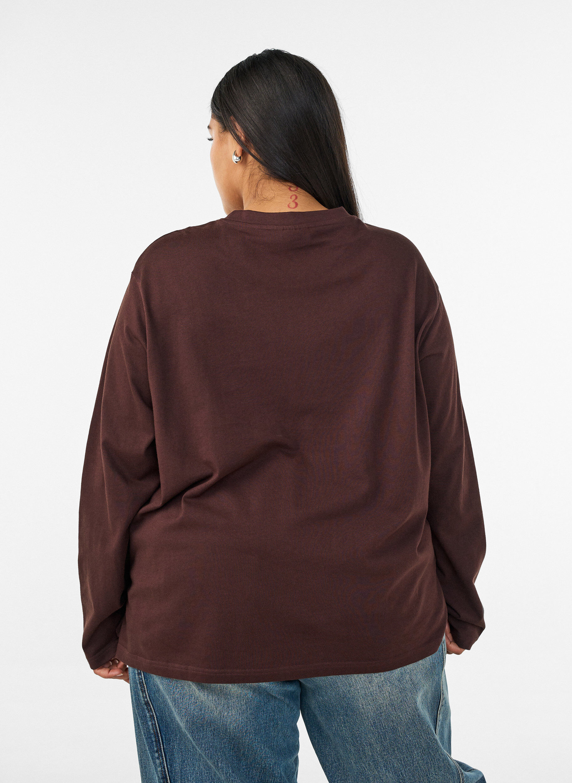 ZizziBasic T-shirt met lange mouwen, Bruin, Model image number 2