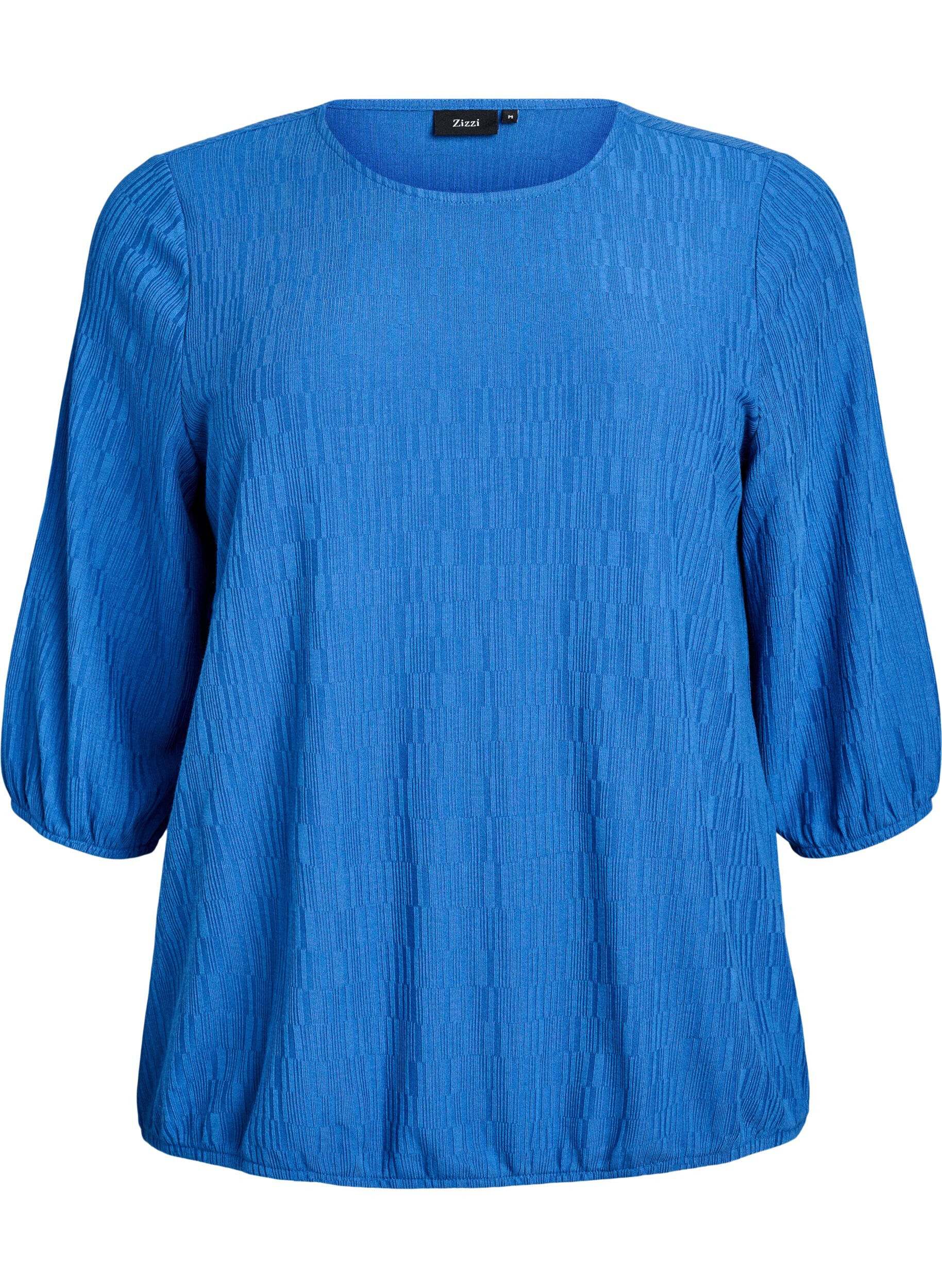 ZizziBlouse met textuur en 3/4 mouwen, Blauw, Packshot image number 0