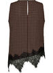 Geruite top met asymmetrische kanten afwerking, Bruin, Packshot image number 1
