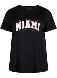 Katoenen t-shirt met printdetail, Black MIAMI