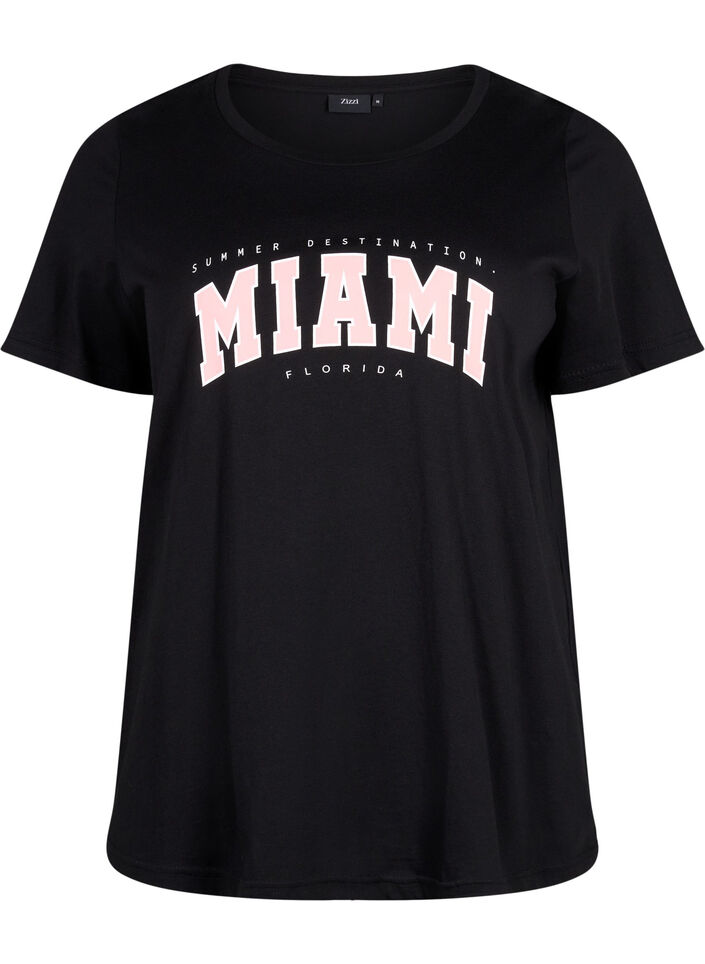 Katoenen t-shirt met printdetail, Black MIAMI, Packshot image number 0
