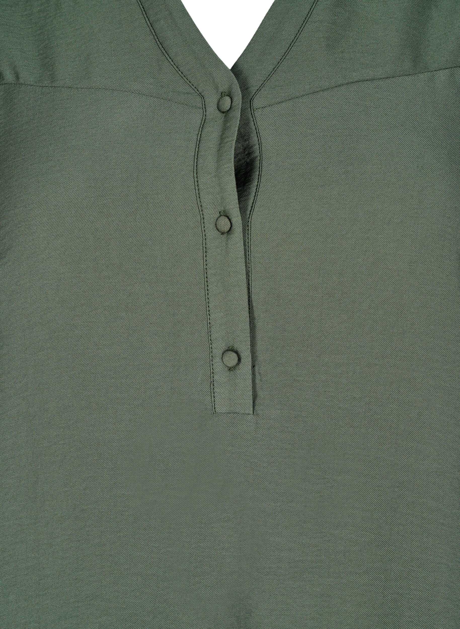 Zizzi Blouse met rucheskraag, Groen, Packshot image number 2