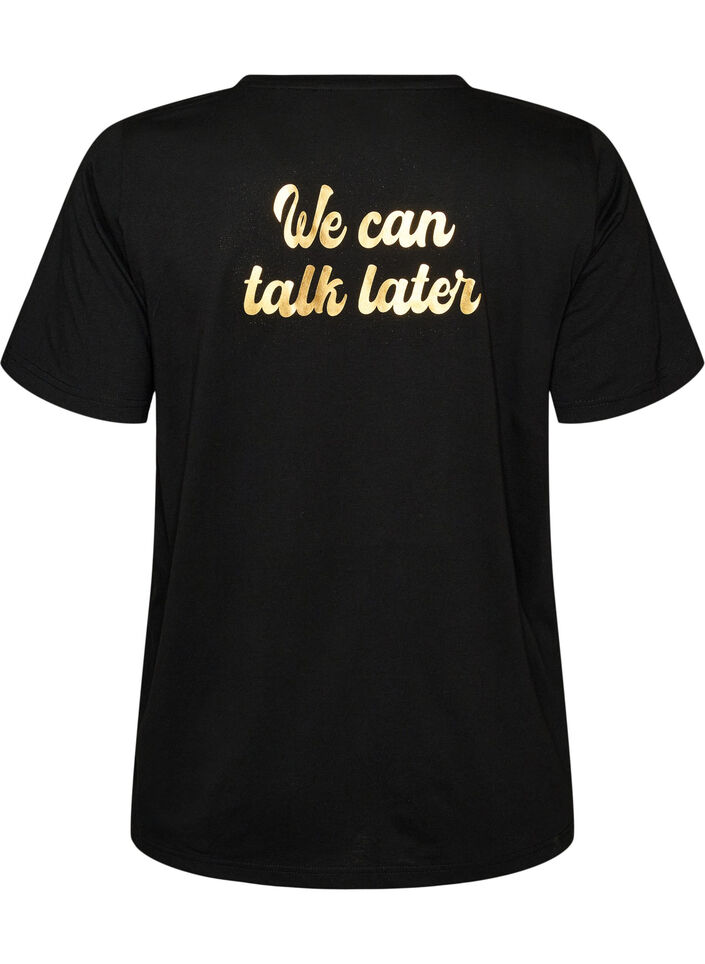T-shirt met motief, Zwart, Packshot image number 1