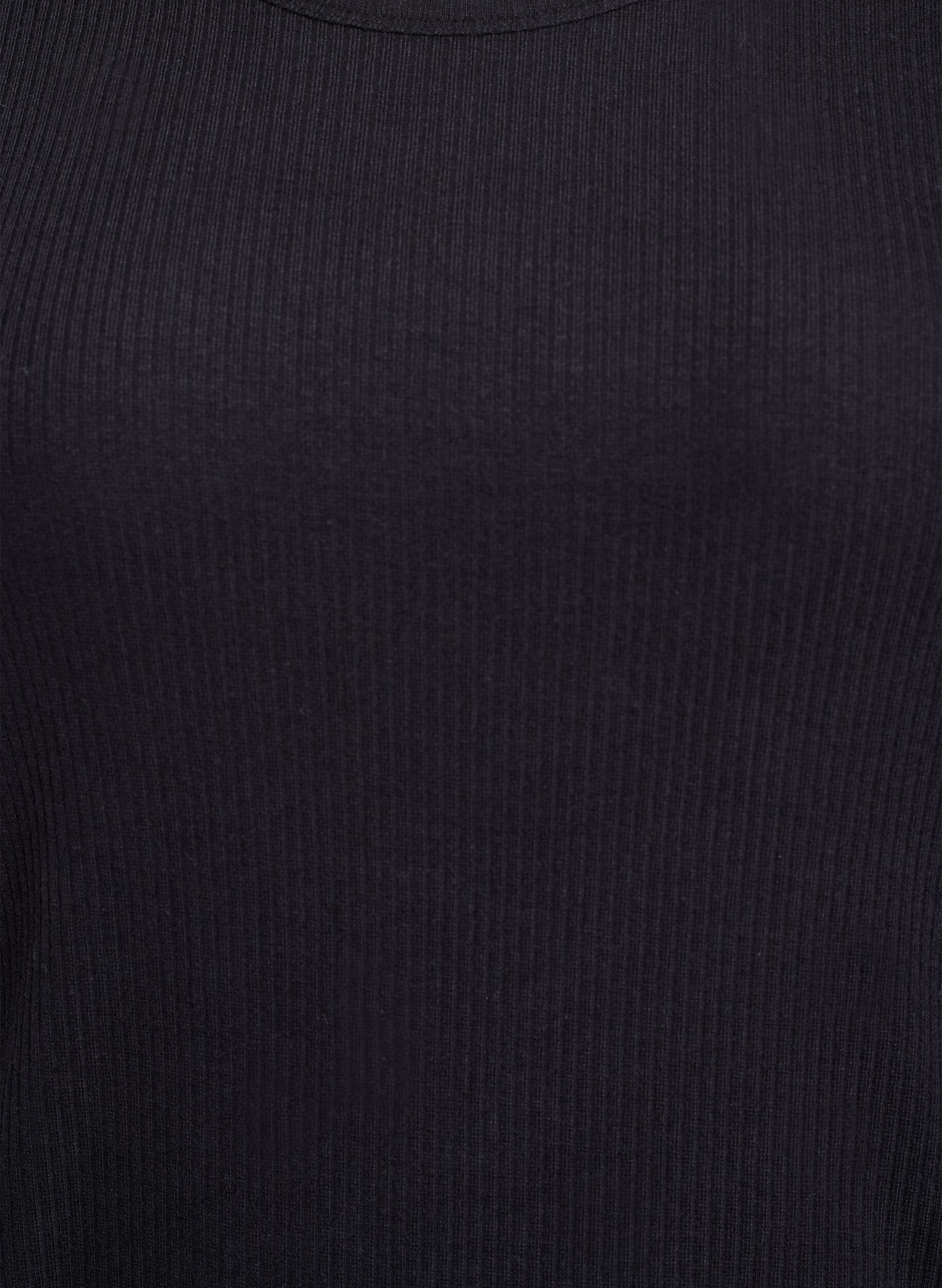 Zizzi Knie-jurk van ribgebreide jersey in T-shirt stijl, Zwart, Packshot image number 2