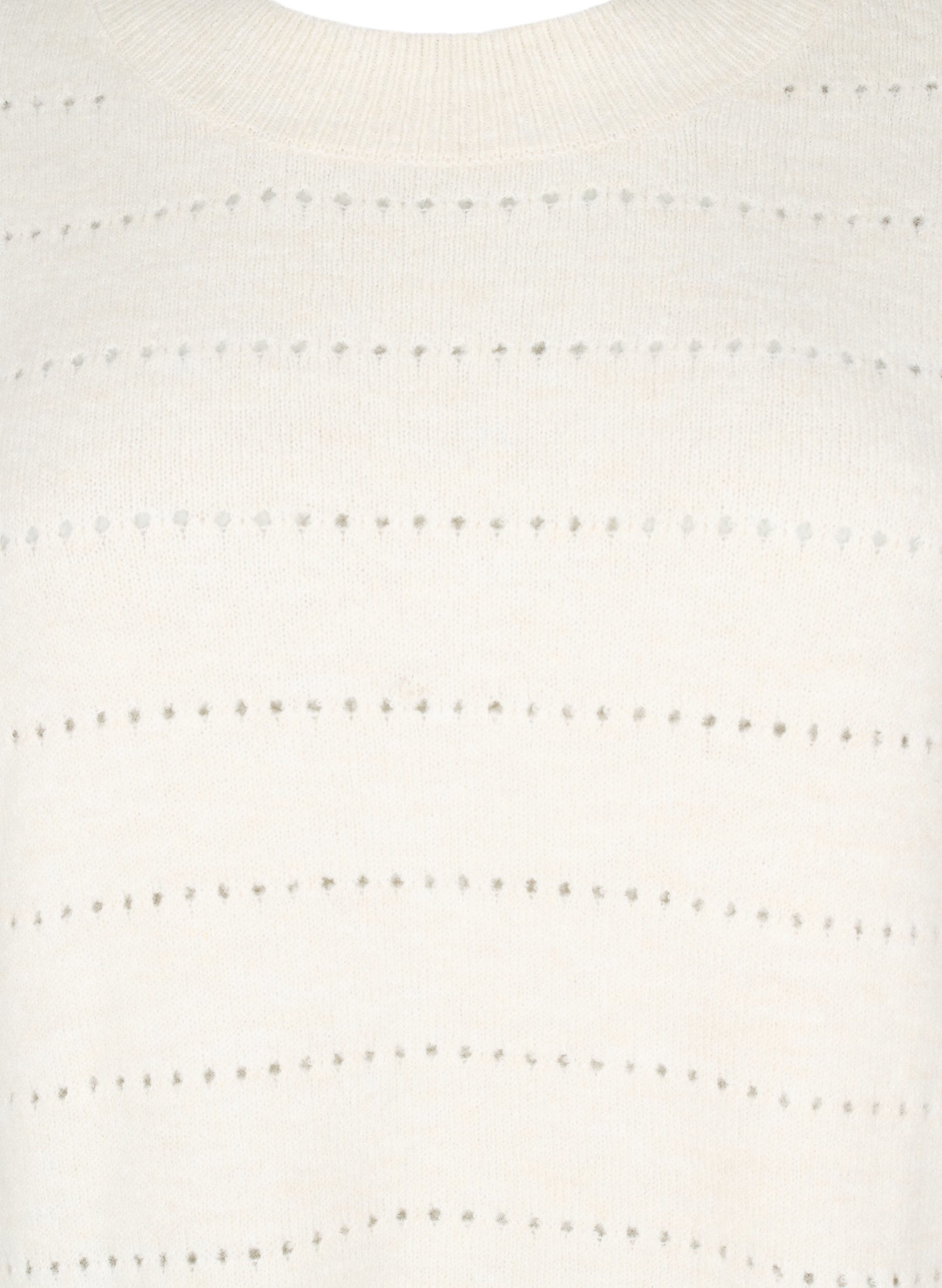 Zizzi Gebreide blouse met ronde hals en kantpatroon, Birch Mel., Packshot image number 2