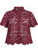 Kanten shirt blouse met parelknopen, Donker Bordeaux, Packshot image number 0