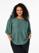 Blouse met textuur en 3/4 mouwen, Groen, Model image number 0