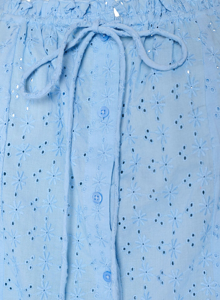 Mouwloze blouse met broderie anglaise en ruches, Blauw, Packshot image number 2