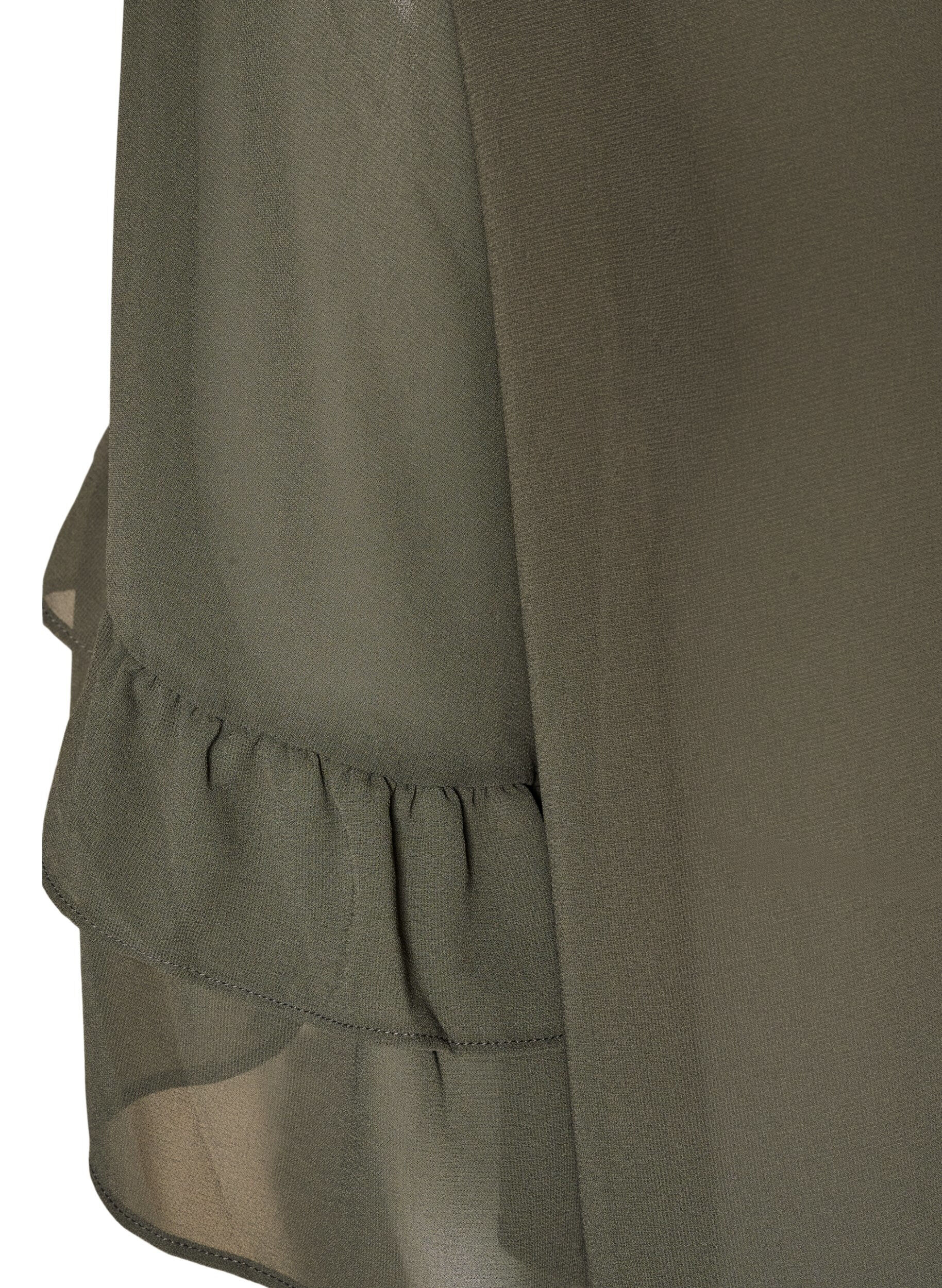 ZizziBlouse met striklint en ruches, Grijs, Packshot image number 3