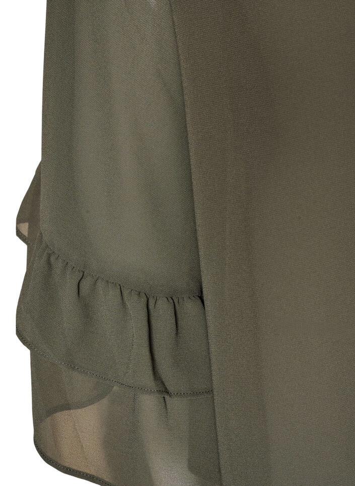 Blouse met striklint en ruches, Grijs, Packshot image number 3