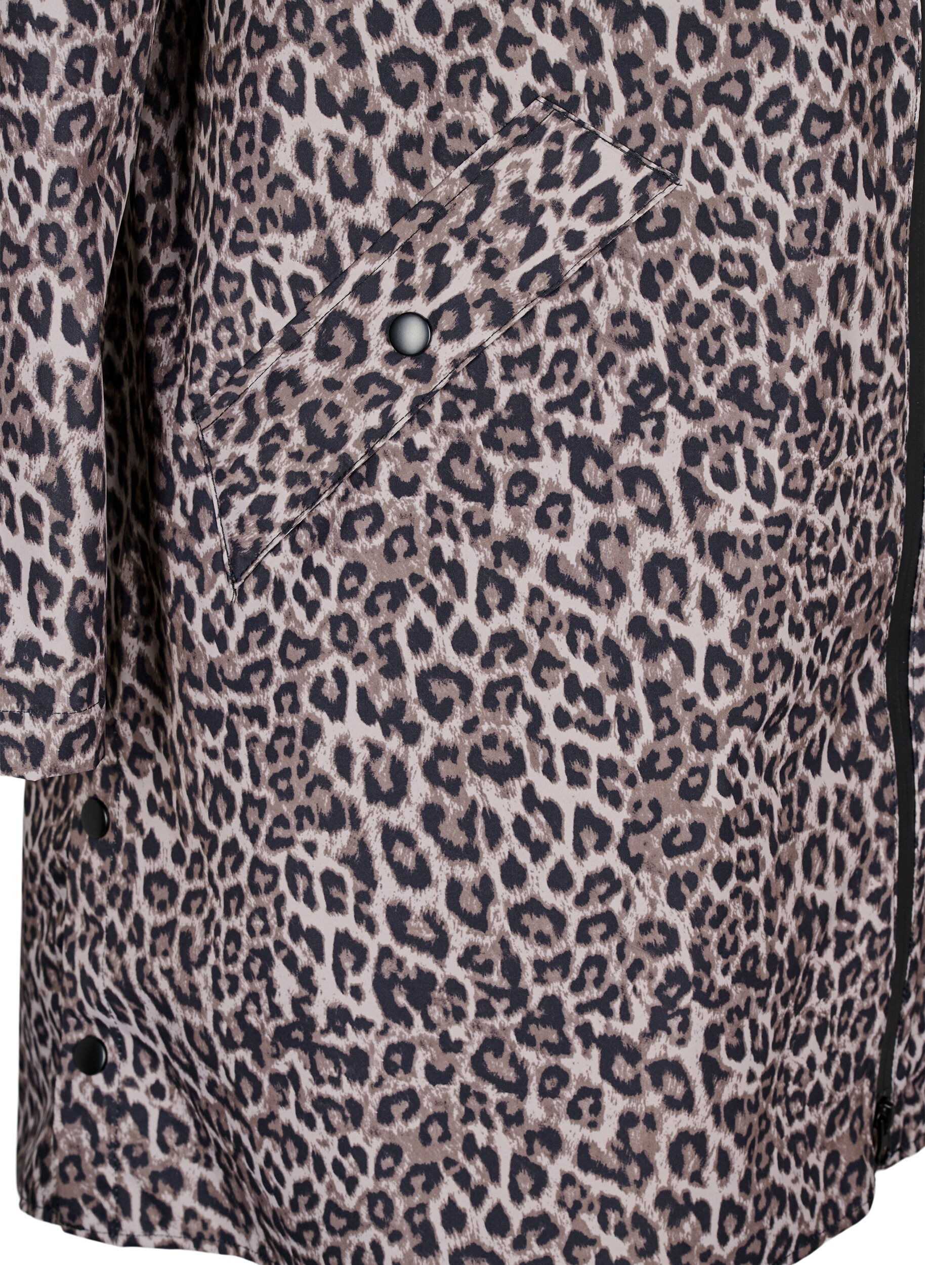 Zizzi Regenjas met zakken en capuchon, Bruin, Packshot image number 3