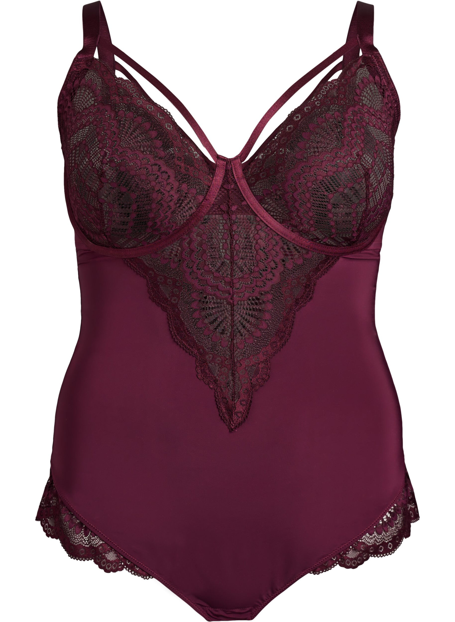 ZizziBody van kant met beugels en bandjesdetails, Rood, Packshot image number 0