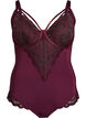 Body van kant met beugels en bandjesdetails, Rood, Packshot image number 0