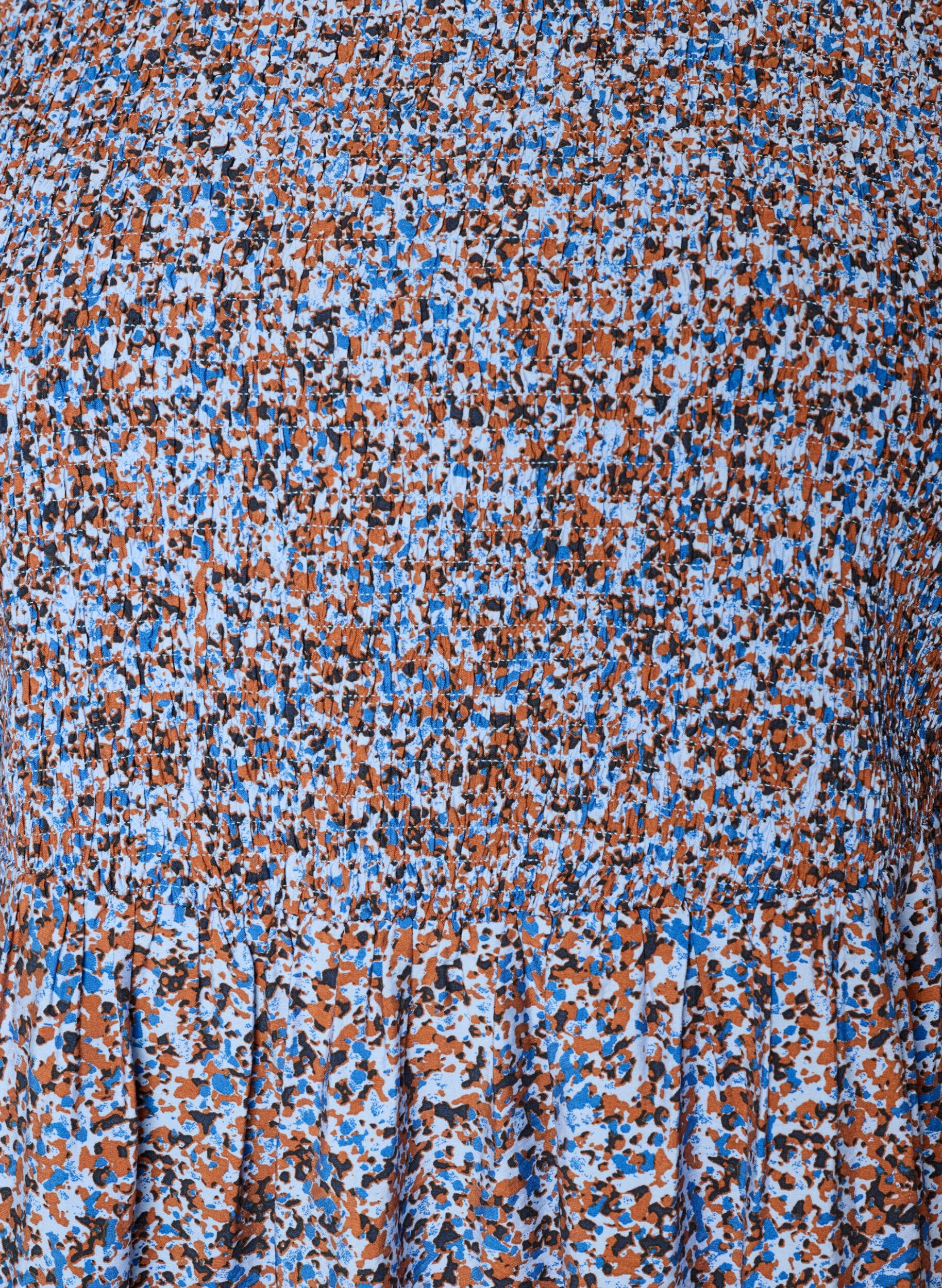 ZizziViscose jurk met smock en een all-over patroon, Blauw, Packshot image number 2