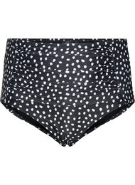 Bikinibroekje met extra hoge taille en print, Black White Dot