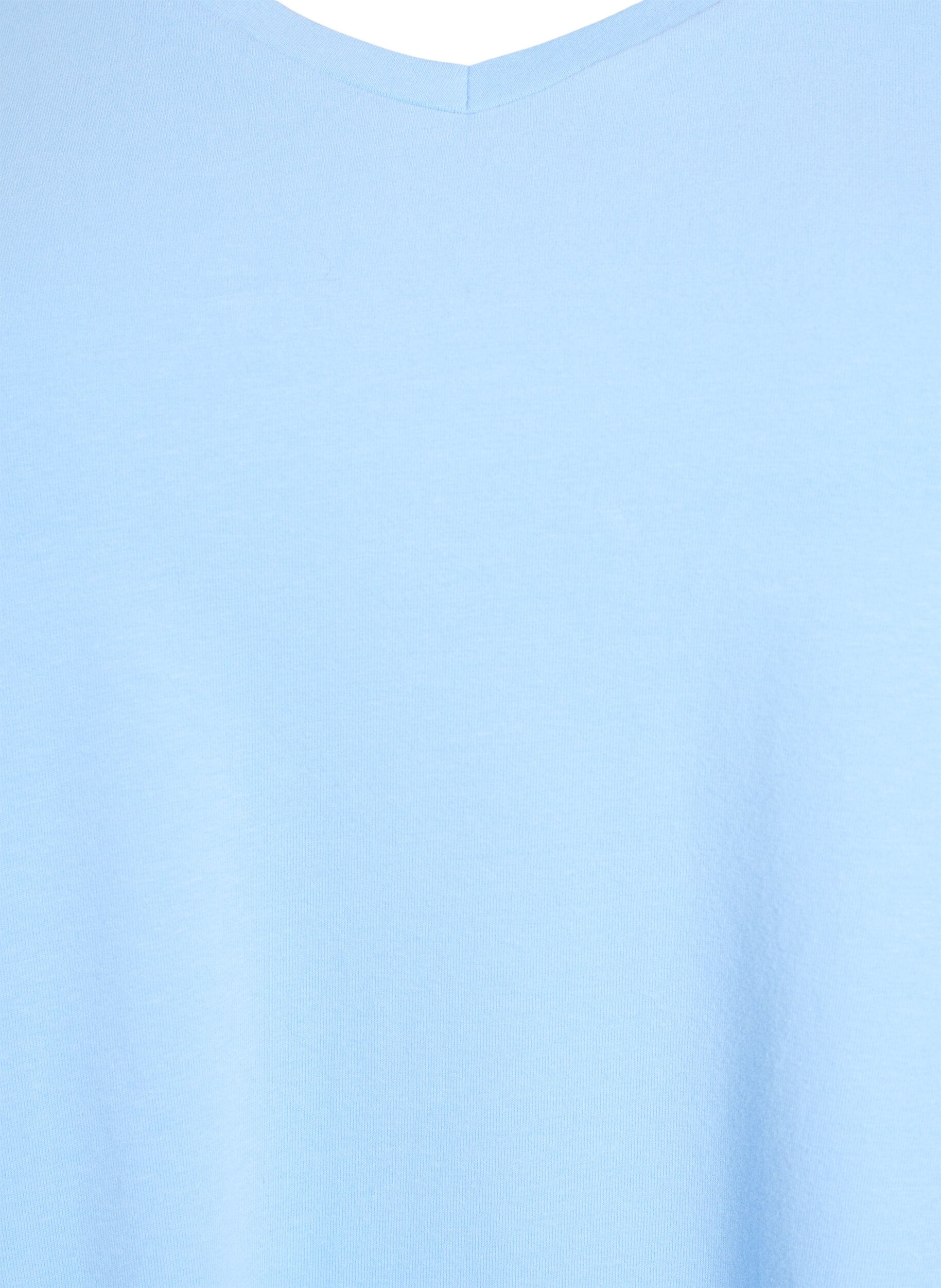 Zizzi Basic effen katoenen t-shirt, Blauw, Packshot image number 2