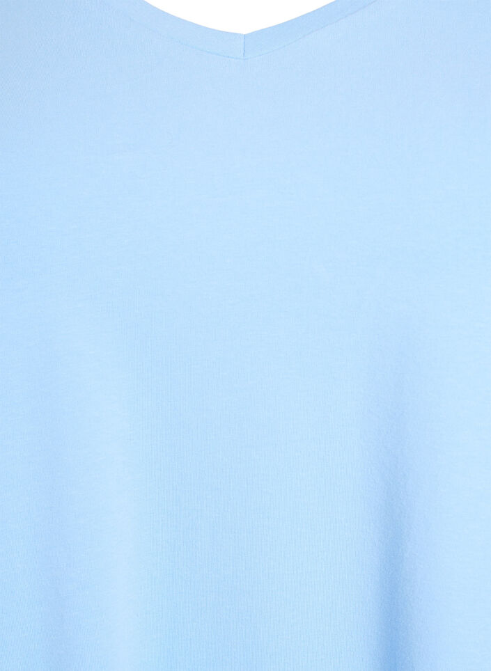 Basic effen katoenen t-shirt, Blauw, Packshot image number 2