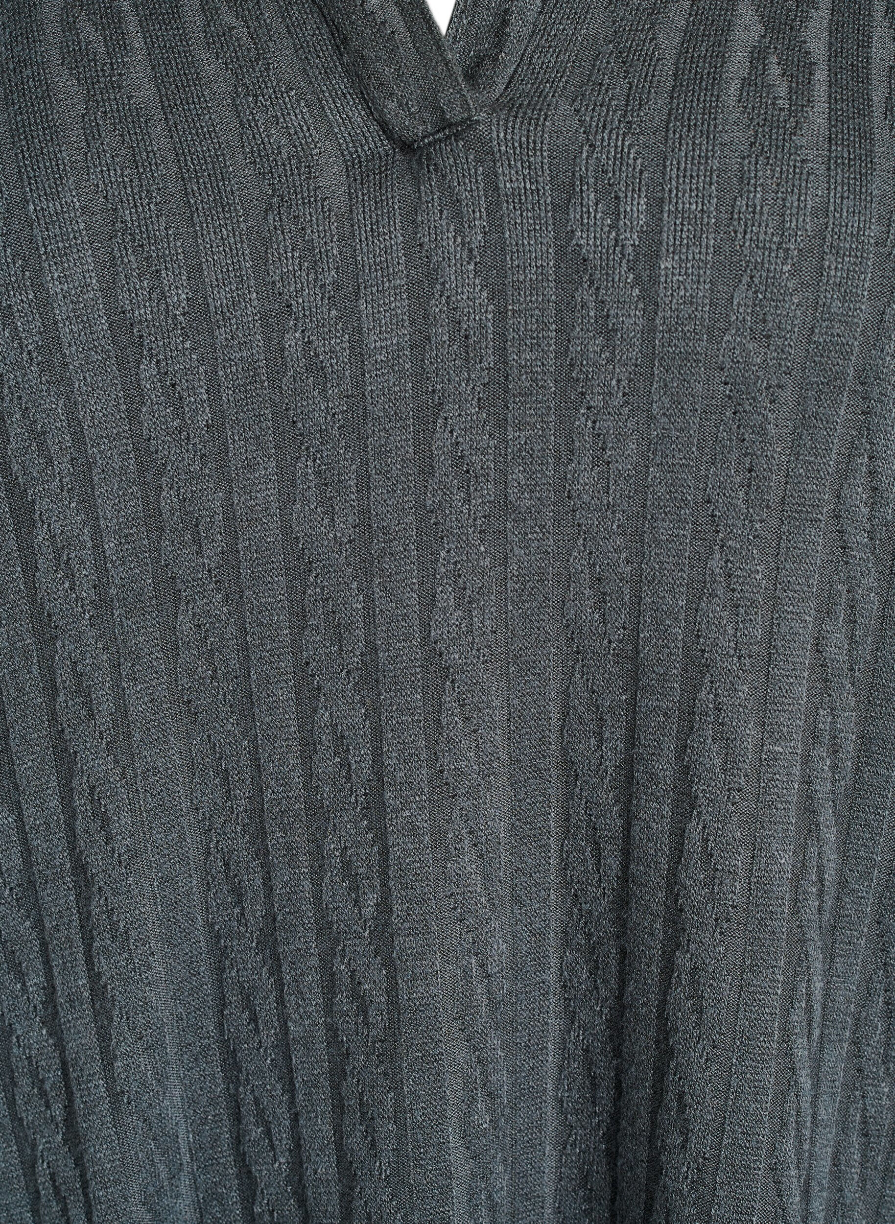 Zizzi Gebreide blouse met kraag en kabelpatroon, Groen, Packshot image number 2