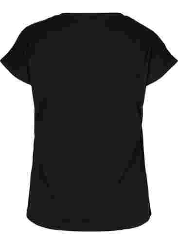 T-shirt met mix van katoen, Black, Packshot image number 1