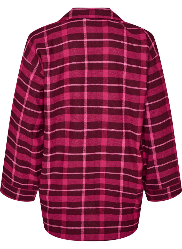 Geruite katoenen pyjamashirt met lange mouwen, Rood, Packshot image number 1