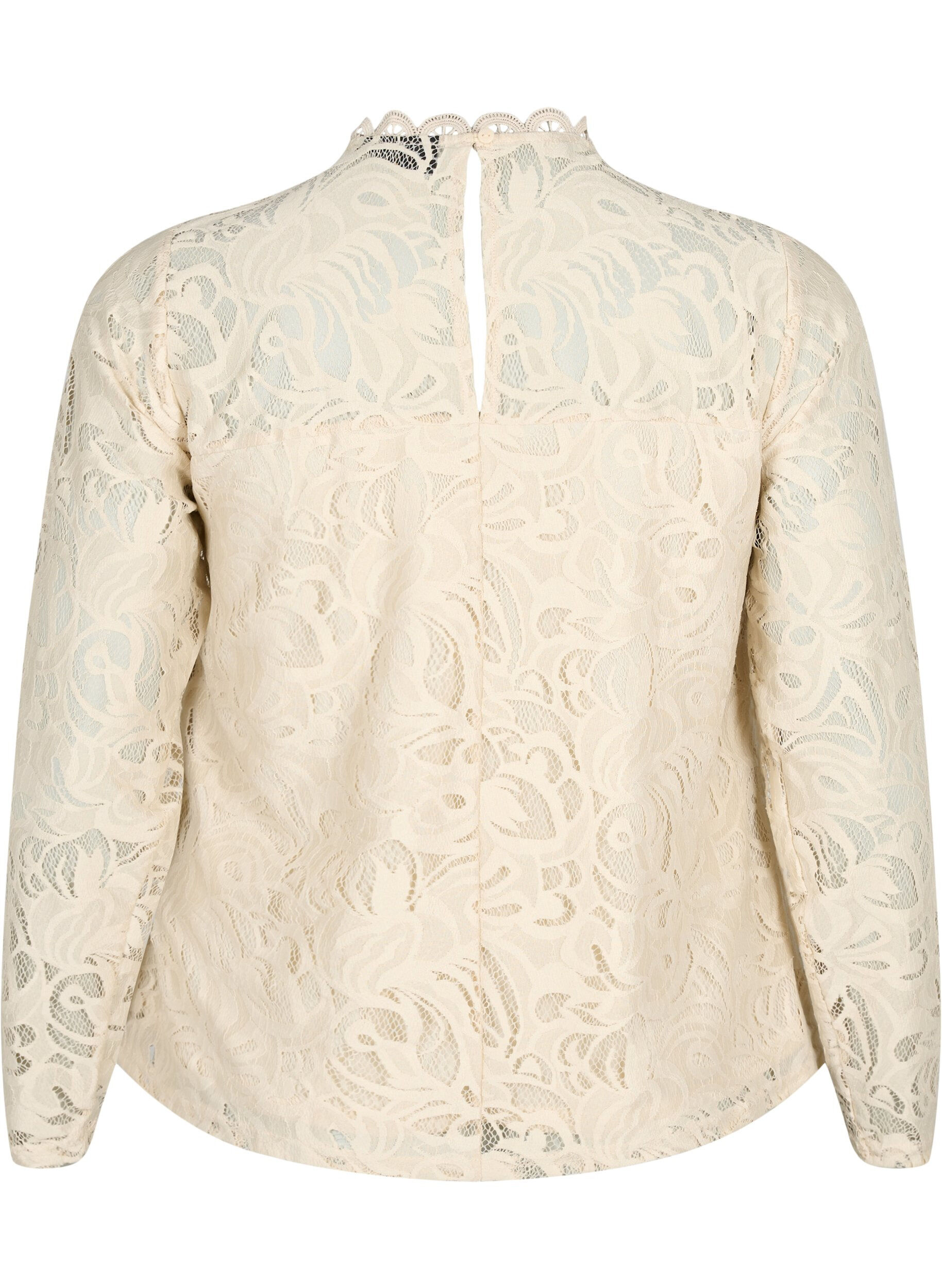 Zizzi Kanten blouse met lange mouwen, Champagne, Packshot image number 1