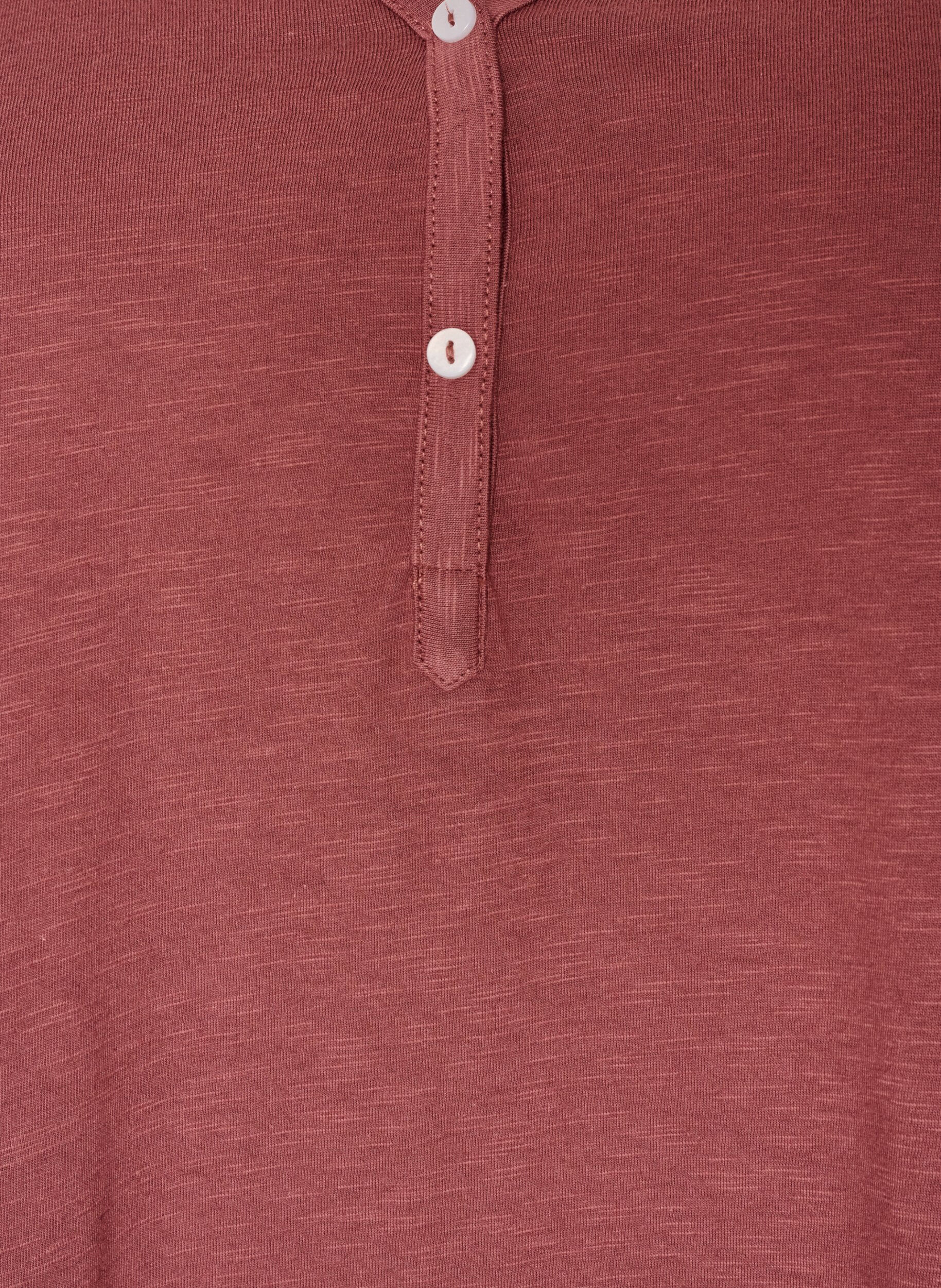 ZizziT-shirt met lange mouwen, V-hals en knopen, Bruin, Packshot image number 2
