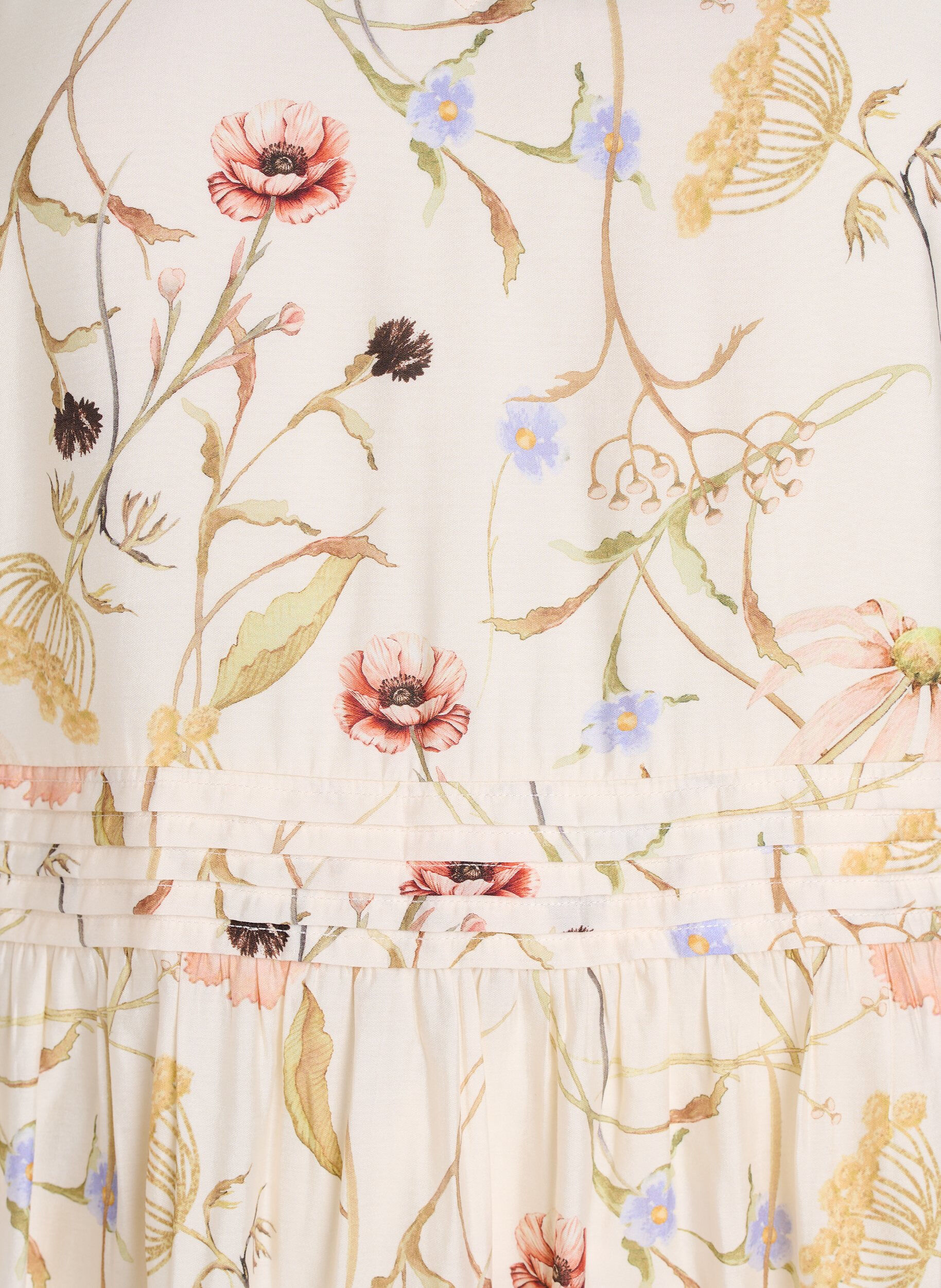 Zizzi Midi-jurk met bloemen met een A-lijn vorm, Beige, Packshot image number 2