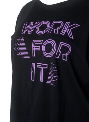 Katoenen trainings T-shirt met print, Black w. Work For It, Packshot image number 2