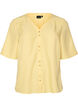 Overhemd blouse met V-hals en korte mouwen, Geel, Packshot image number 0